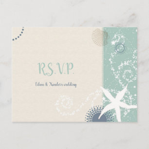 Grayed Jade Beach Wedding Meal Choice RSVP Invitation Postcard