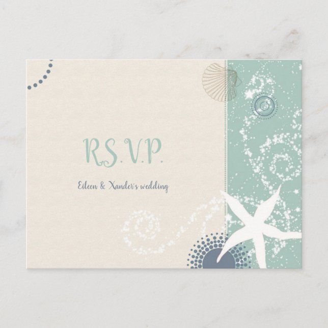 Grayed Jade Beach Wedding Meal Choice RSVP Invitation Postcard (Front)