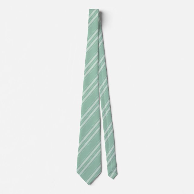 Grayed Jade Diagonal Stripes Formal Neck Tie (Front)