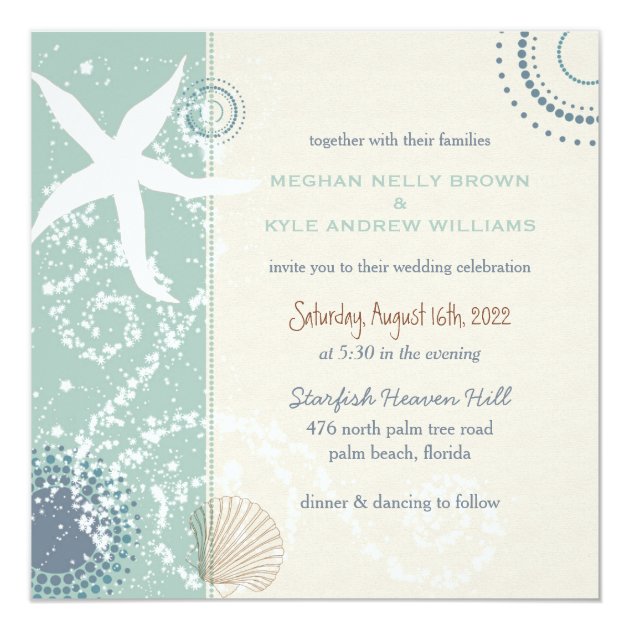 Grayed Jade Dusky Blue Beach Wedding Invitation