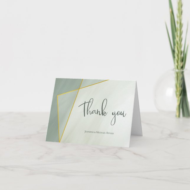 grayed jade geometric typography wedding card (Front)