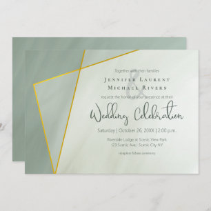 grayed jade geometric typography wedding invitation
