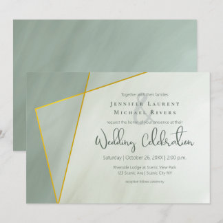 grayed jade geometric typography wedding invitation