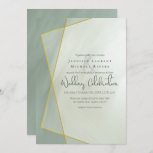 grayed jade geometric typography wedding invitation