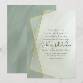 grayed jade geometric typography wedding invitation