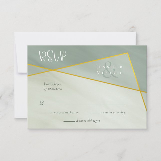grayed jade geometric typography wedding rsvp (Front)