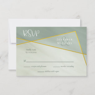 grayed jade geometric typography wedding rsvp card