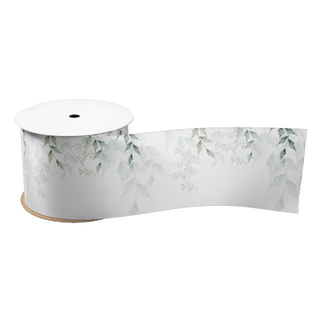 Grayed Jade Green Botanical Satin Ribbon (Spool)