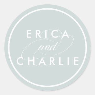Grayed Jade Personalized Wedding Classic Round Sticker