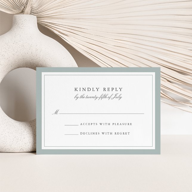 Grayed Jade Simple Border Wedding RSVP Card (Creator Uploaded)