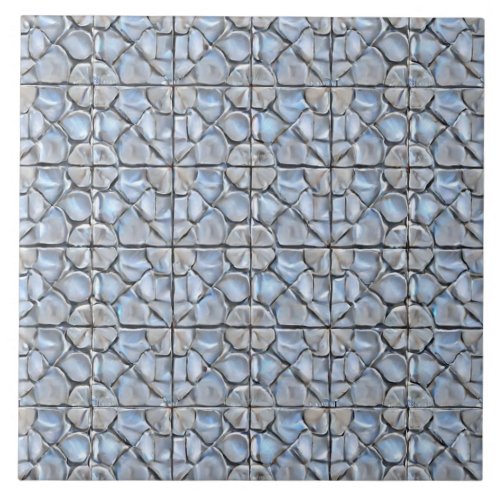 Grayish blue clay floral pattern inspired ceramic tile