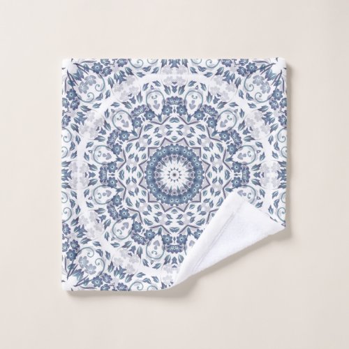 Grayish Blue Floral Mandala Wash Cloth