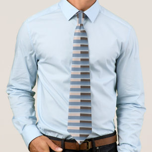 Grayish Blue Stripes On A Split Tan And Brown      Neck Tie