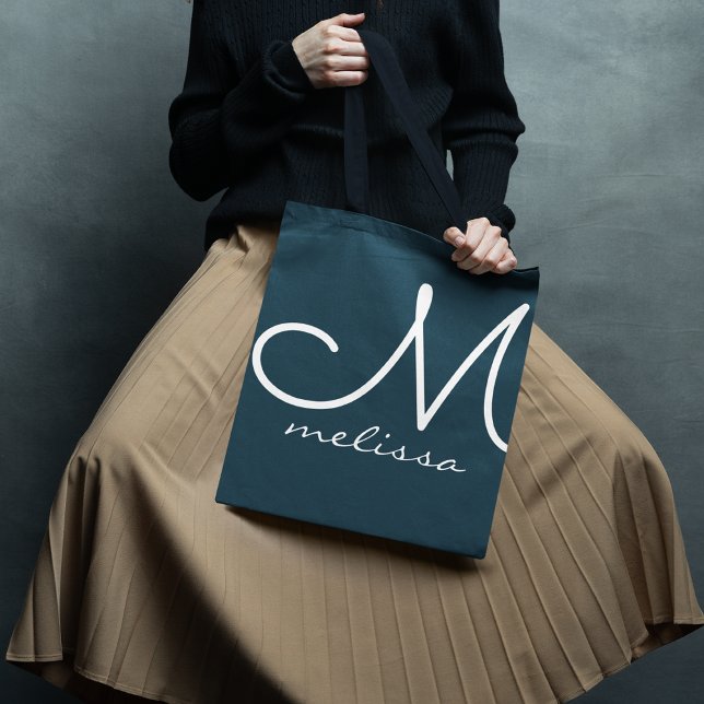 Grayish Dark Blue Tote Bag With Her Name (Creator Uploaded)