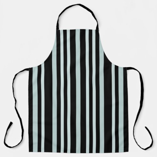 Grayish Gray Green Line Stripes On Black  Apron