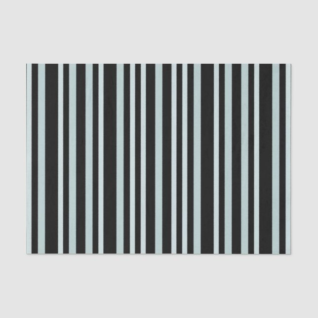 Grayish Gray Green Line Stripes On Black  Tissue Paper (Front)