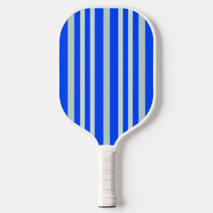 Grayish Gray Green Line Stripes On Blue Pickleball Paddle