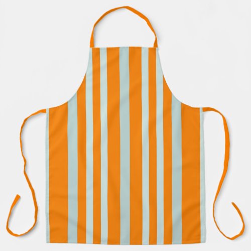 Grayish Gray Green Line Stripes On Orange  Apron