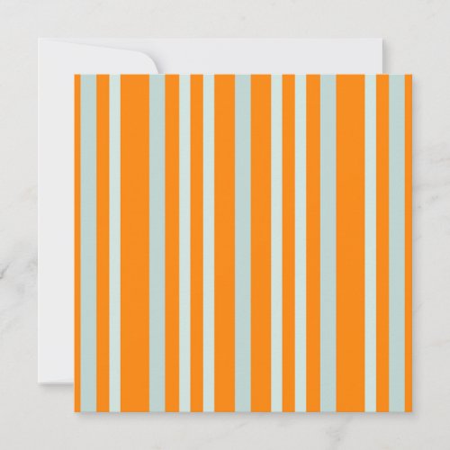 Grayish Gray Green Line Stripes On Orange  Holiday Card