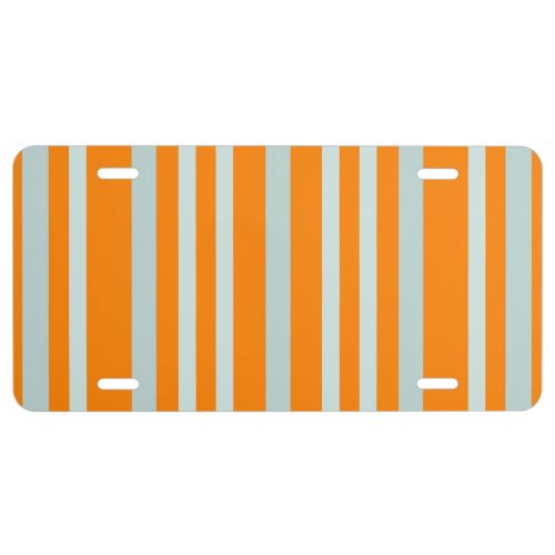 Grayish Gray Green Line Stripes On Orange  License Plate