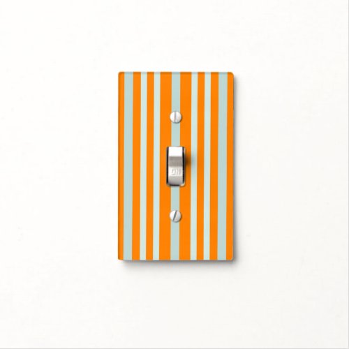 Grayish Gray Green Line Stripes On Orange  Light Switch Cover