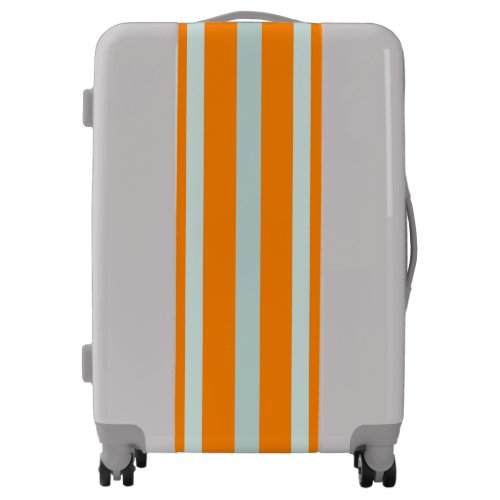 Grayish Gray Green Line Stripes On Orange  Luggage