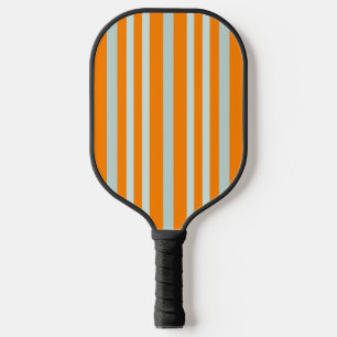 Grayish Gray Green Line Stripes On Orange Pickleball Paddle