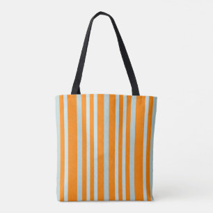 Grayish Gray Green Line Stripes On Orange Tote Bag