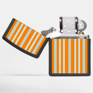 Grayish Gray Green Line Stripes On Orange Zippo Lighter