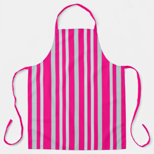 Grayish Gray Green Line Stripes On Pretty In Pink  Apron