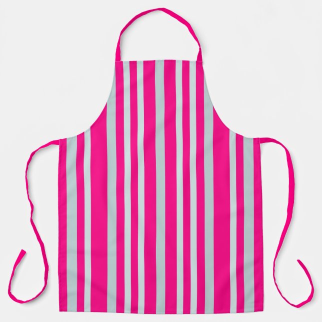 Grayish Gray Green Line Stripes On Pretty In Pink  Apron (Front)