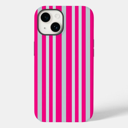 Grayish Gray Green Line Stripes On Pretty In Pink Case_Mate iPhone 14 Case