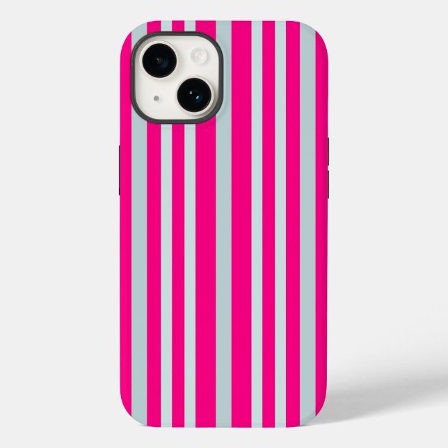Grayish Gray Green Line Stripes On Pretty In Pink Case-Mate iPhone Case (Back)