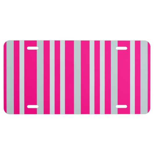 Grayish Gray Green Line Stripes On Pretty In Pink  License Plate