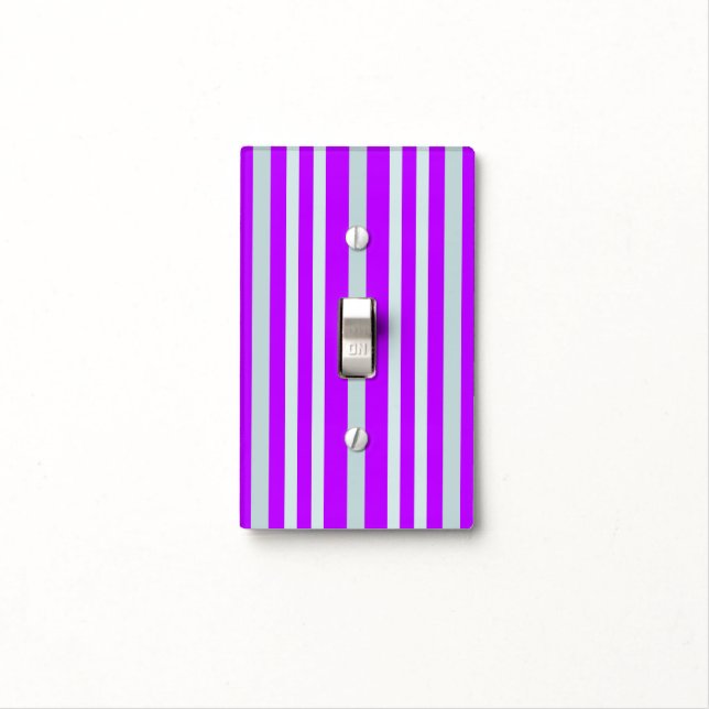 Grayish Gray Green Line Stripes On Pretty Purple  Light Switch Cover (In Situ)