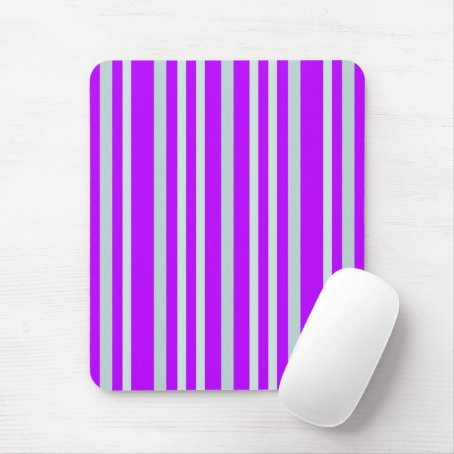 Grayish Gray Green Line Stripes On Pretty Purple  Mouse Pad (With Mouse)