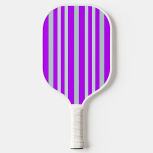 Grayish Gray Green Line Stripes On Pretty Purple Pickleball Paddle