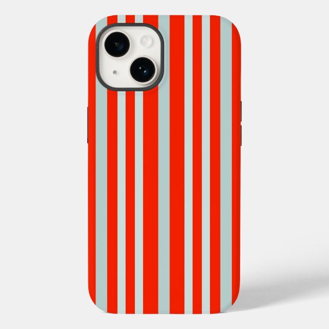 Grayish Gray Green Line Stripes On Red  Case-Mate iPhone Case (Back)