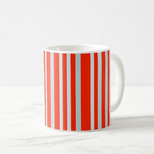 Grayish Gray Green Line Stripes On Red  Coffee Mug