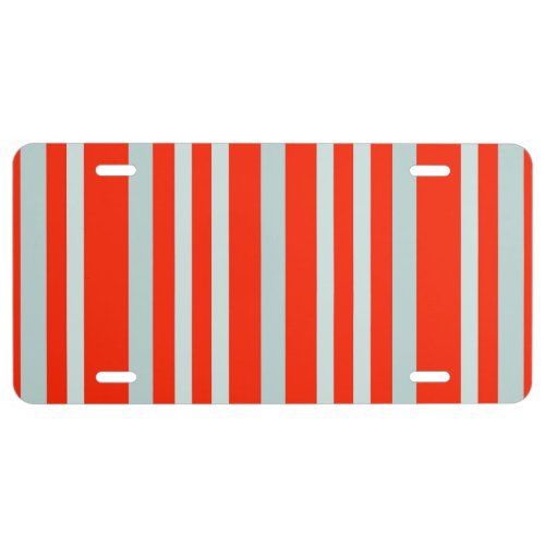 Grayish Gray Green Line Stripes On Red  License Plate
