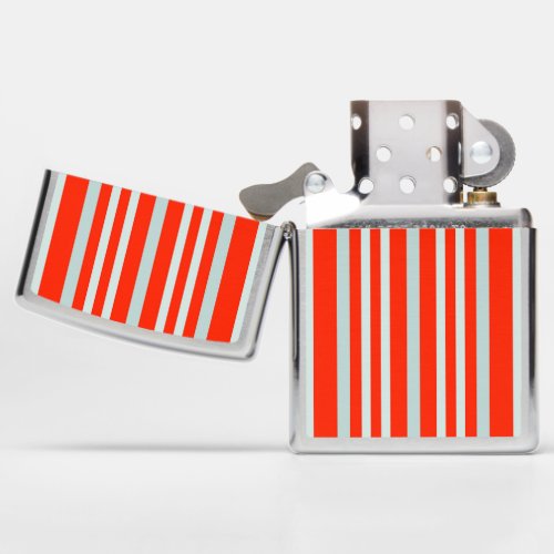 Grayish Gray Green Line Stripes On Red Zippo Lighter