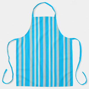 Grayish Gray Green Line Stripes On Sky Blue  Apron