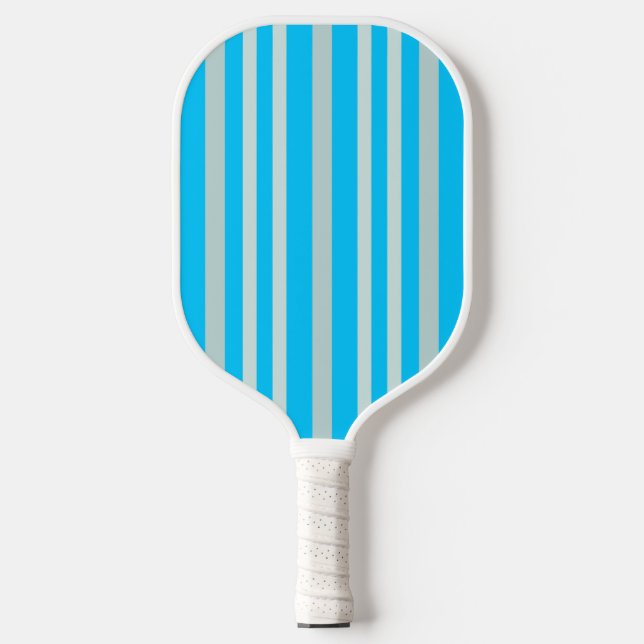 Grayish Gray Green Line Stripes On Sky Blue Pickleball Paddle (Front)