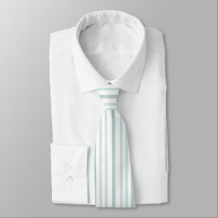 Grayish Gray Green Line Stripes On White Neck Tie