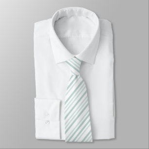 Grayish Gray Green Line Stripes On White Neck Tie
