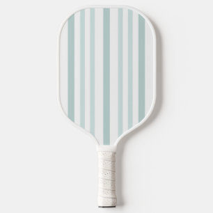 Grayish Gray Green Line Stripes On White Pickleball Paddle