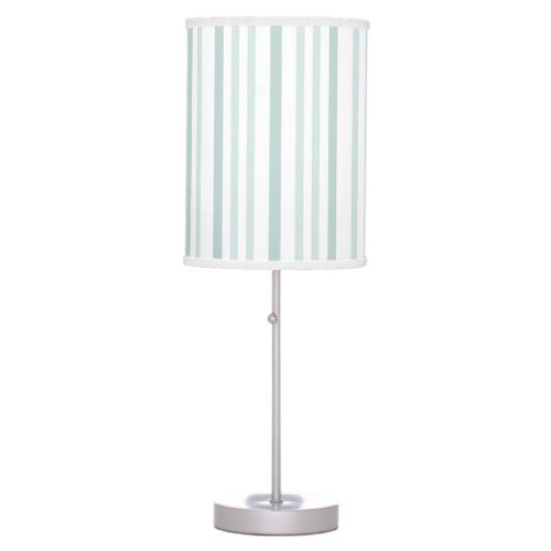 Grayish Gray Green Line Stripes On White Table Lamp