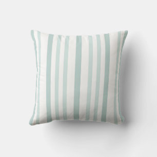 Grayish Gray Green Line Stripes On White Throw Pillow