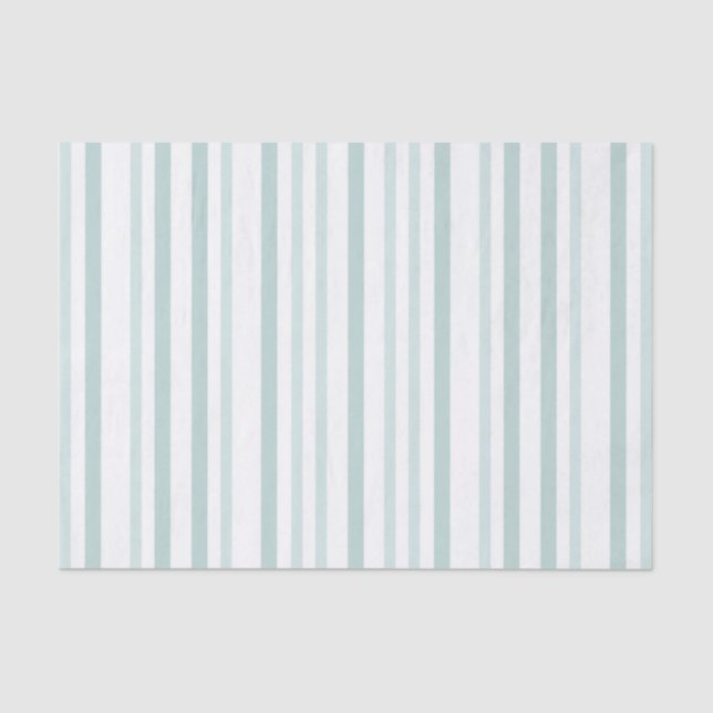 Grayish Gray Green Line Stripes On White Tissue Paper (Front)