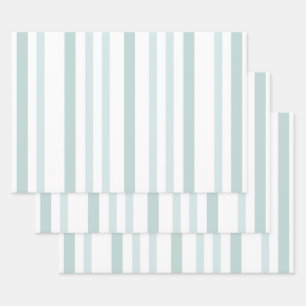 Grayish Gray Green Line Stripes On White Wrapping Paper Sheets